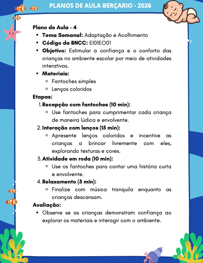 Exemplo de plano de aula pronto para berçário 4