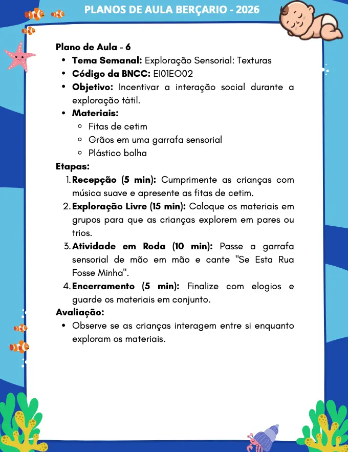 Exemplo de plano de aula pronto para berçário 6