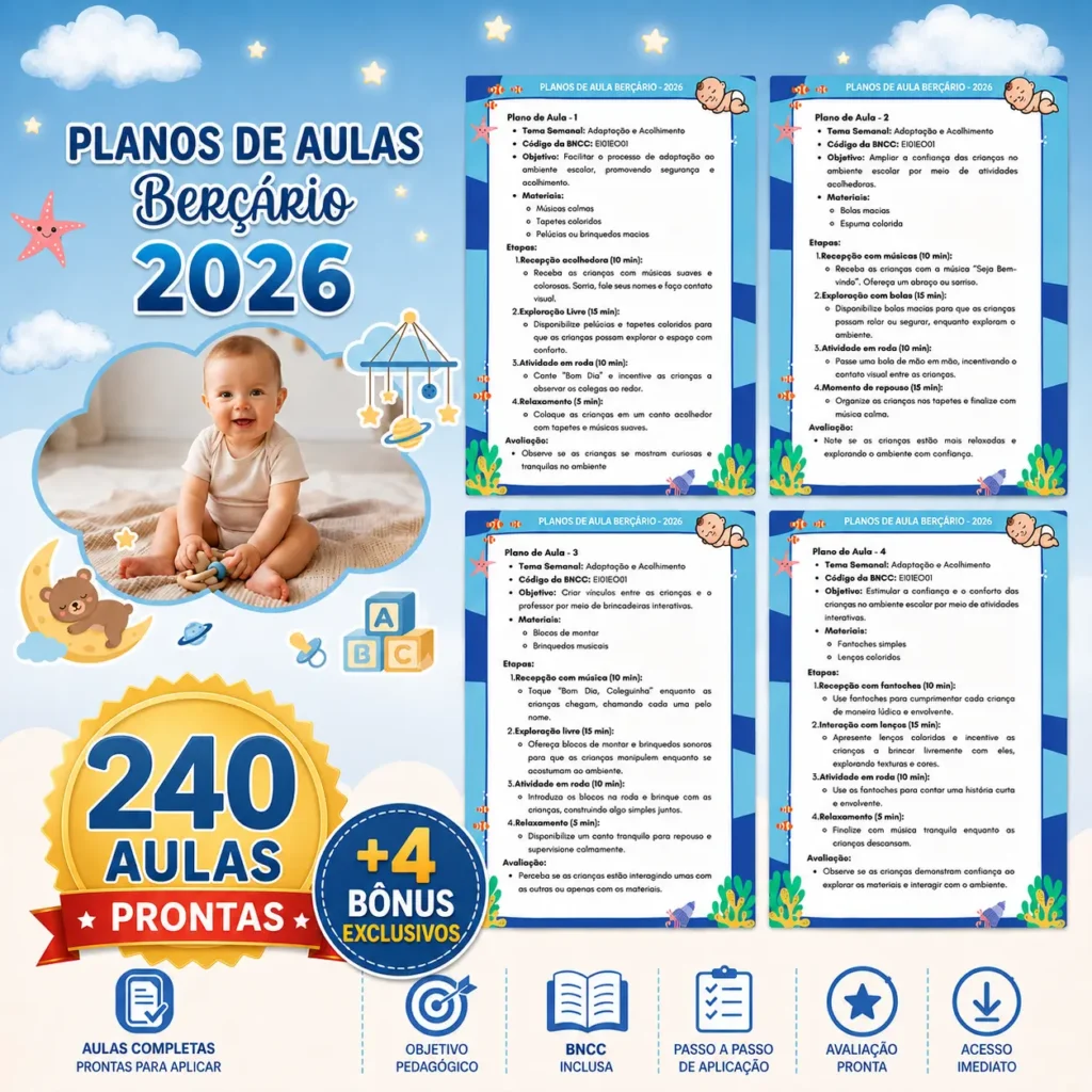 Material completo com 240 planos de aula e 4 bônus